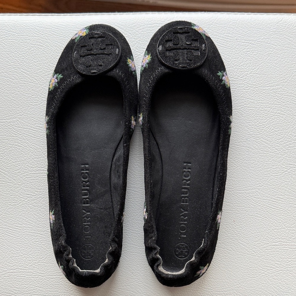 Tory Burch Black Floral Women's Loafers
